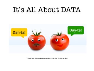 It’s All About DATA
https://www.evolvedmedia.com/tomato-tomato-how-do-you-say-data/
 