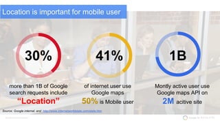 Confidential and proprietary
30%
more than 1B of Google
search requests include
“Location”
41%
of internet user use
Google...