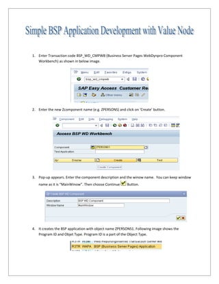 Simple BSP Application Development with Value Node