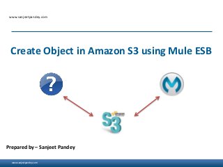 www.sanjeetpandey.com
www.sanjeetpandey.com
Prepared by – Sanjeet Pandey
Create Object in Amazon S3 using Mule ESB
 
