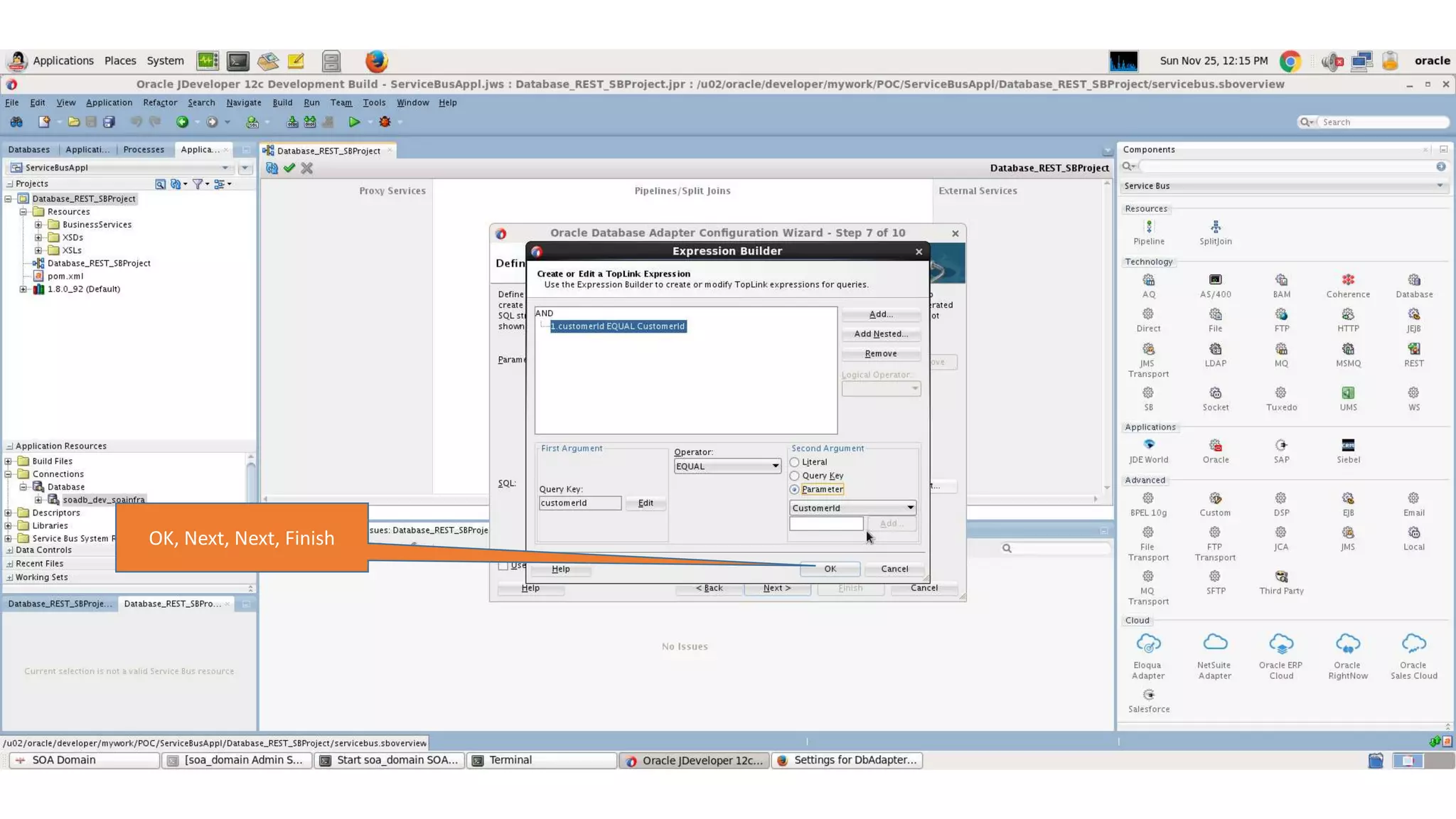 OK, Next, Next, Finish 