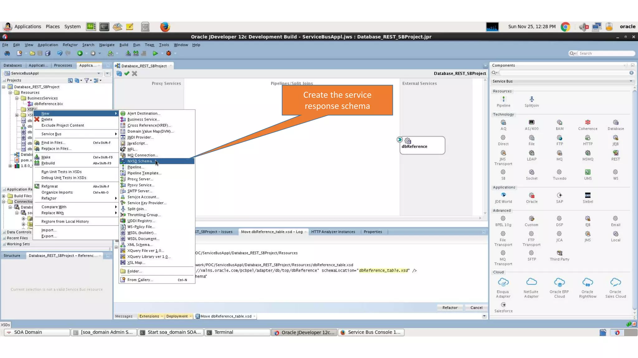 Create the service response schema 