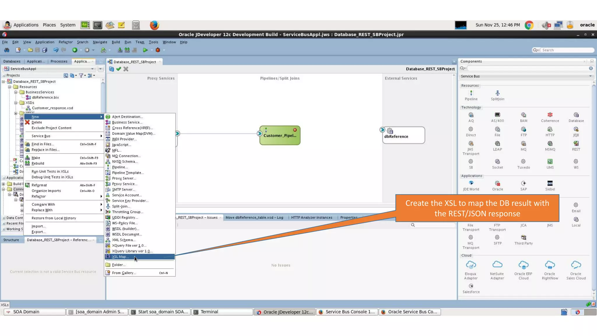 Create the XSL to map the DB result with the REST/JSON response 