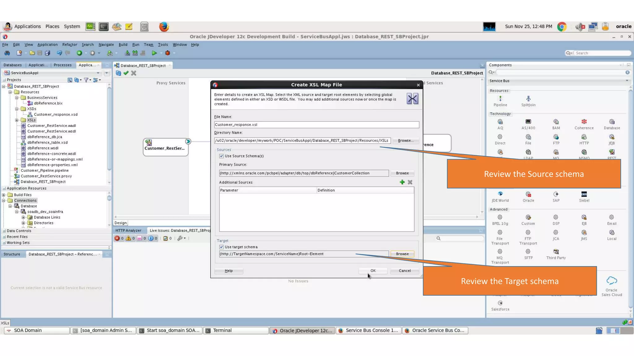 Review the Source schema Review the Target schema 