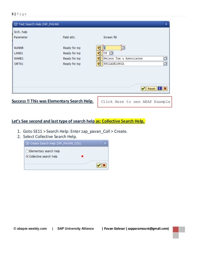 SAP ABAP Create search help example by Pavan Golesar