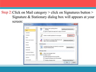 Signature Dialog Box Create Signature in Outlook | PPTX
