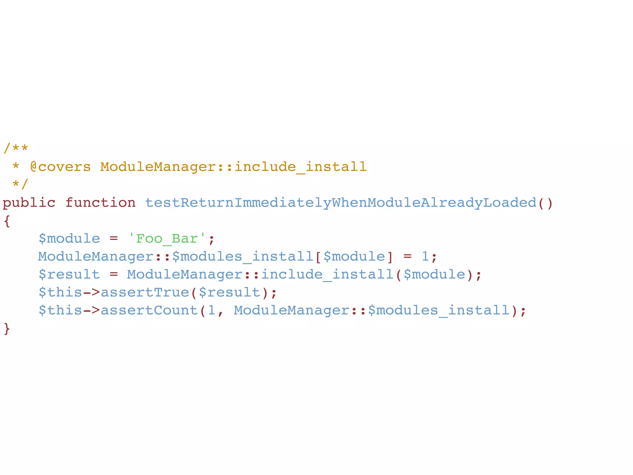 <?php
include_once __DIR__ . '/../../src/ex-2.0/ModuleManager.php';
class ModuleManagerTest extends PHPUnit_Framework_TestCase
{
    /**
     * @covers ModuleManager::include_install
     */
//    public function testModuleManagerCanLoadMailModule()
//    {
//        $result = ModuleManager::include_install('Mail');
//        $this->assertTrue($result);
//    }
}
 