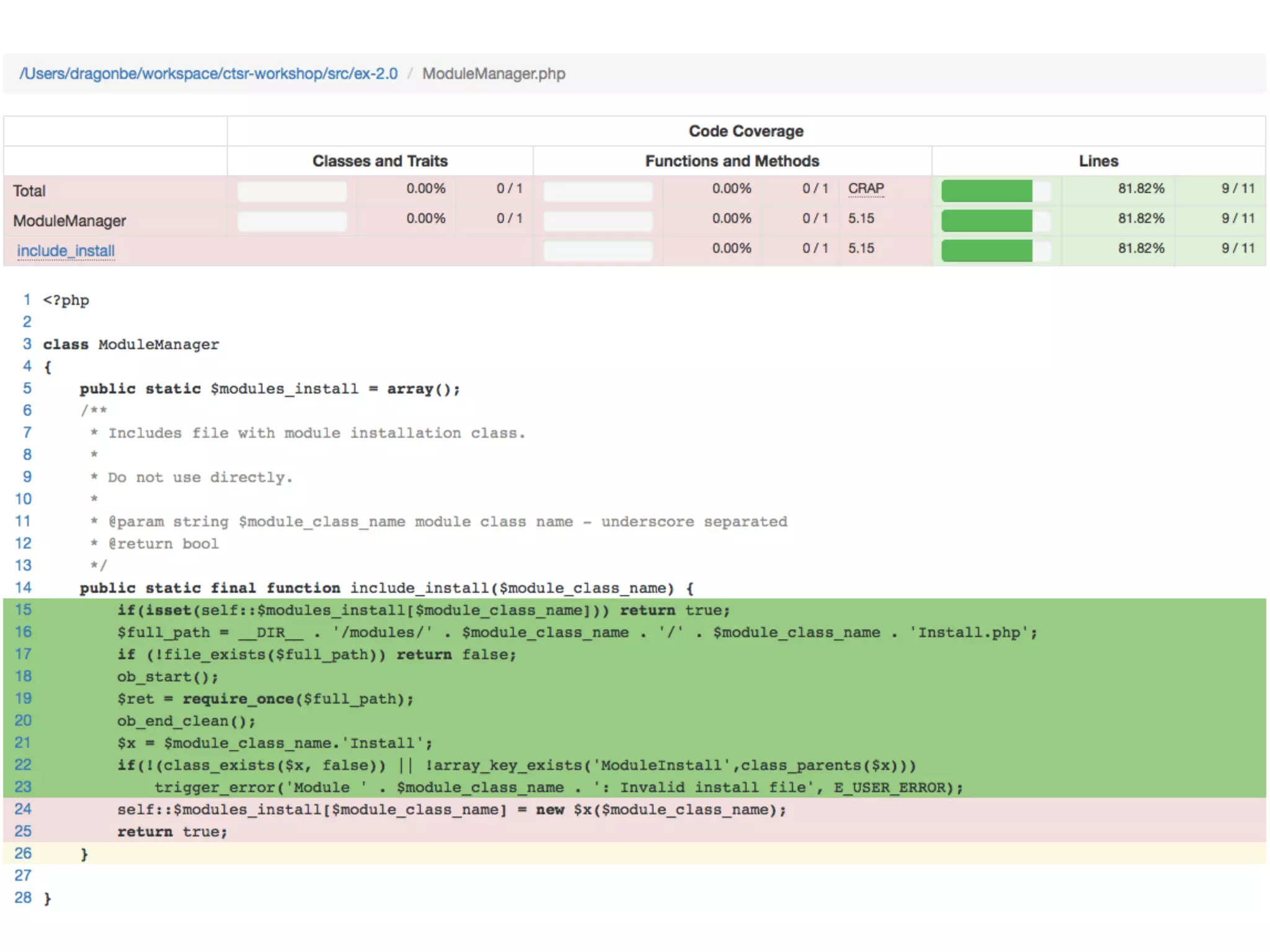/**
 * @covers ModuleManager::include_install
 * @expectedException PHPUnit_Framework_Error
 */
public function testTriggerErrorWhenInstallClassDoesNotExists()
{
    $module = 'IClient';
    $result = ModuleManager::include_install($module);
    $this->fail('Expecting loading module EssClient would trigger and error');
}
 