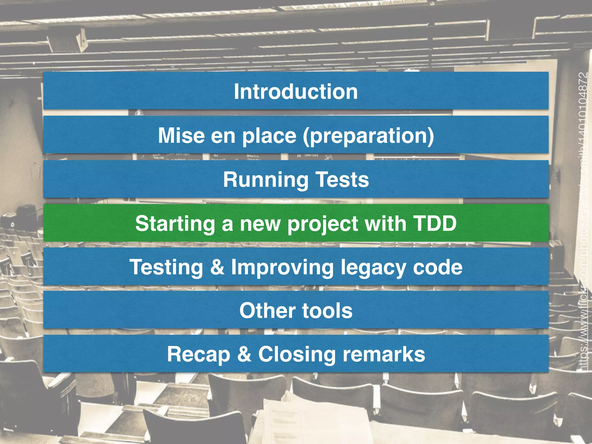 Chapter 0
What have you learned
• How to install phpunit
• How to conﬁgure phpunit
• How to write your test ﬁrst
• How to modify requirements through testing
• How to debug failures and ﬁx them easily with tests
 