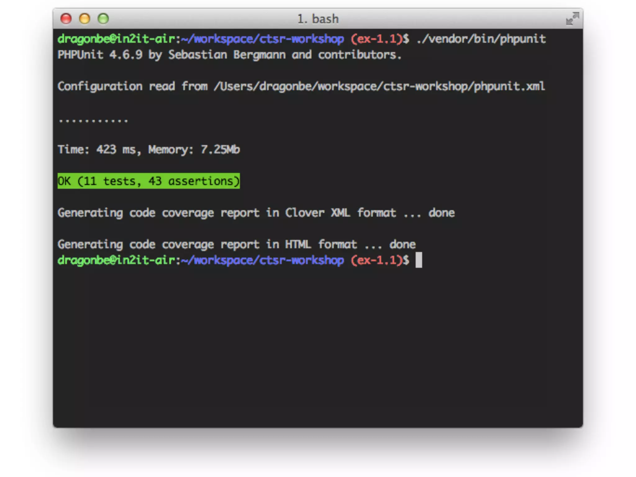 Pop-quiz
// Why are we using Mock objects to test functionality?
$assetCollection = $this->getMock(
    'In2itWorkshopCtsrCronManagerAssetCollection'
);
$asset = $this->getMock(
    'In2itWorkshopCtsrCronManagerAsset'
);
$entry = $this->getMock(
    'In2itWorkshopCtsrCronManagerEntry'
);
 