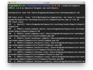 Exercise 0.1
• What will happen when you run PHPUnit now?
• Checkout branch ex-0.1
git checkout -b ex-0.1 origin/ex-0.1
php composer.phar dump-autoload
• Run PHPUnit
 