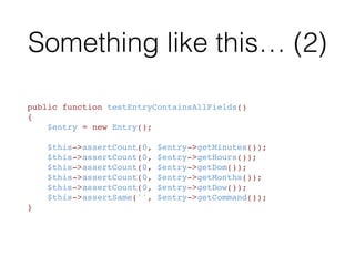Exercise 1.0
• Checkout branch ex-1.0
• Create a test for the Entry class
 