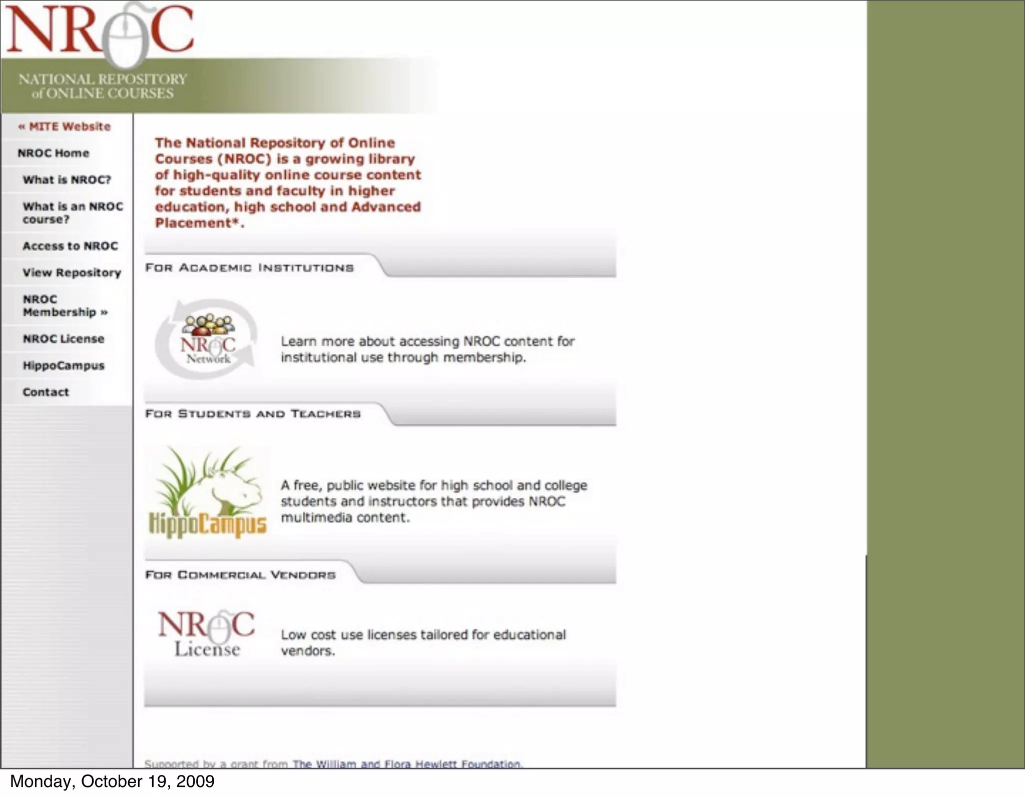 Monday, October 19, 2009
 