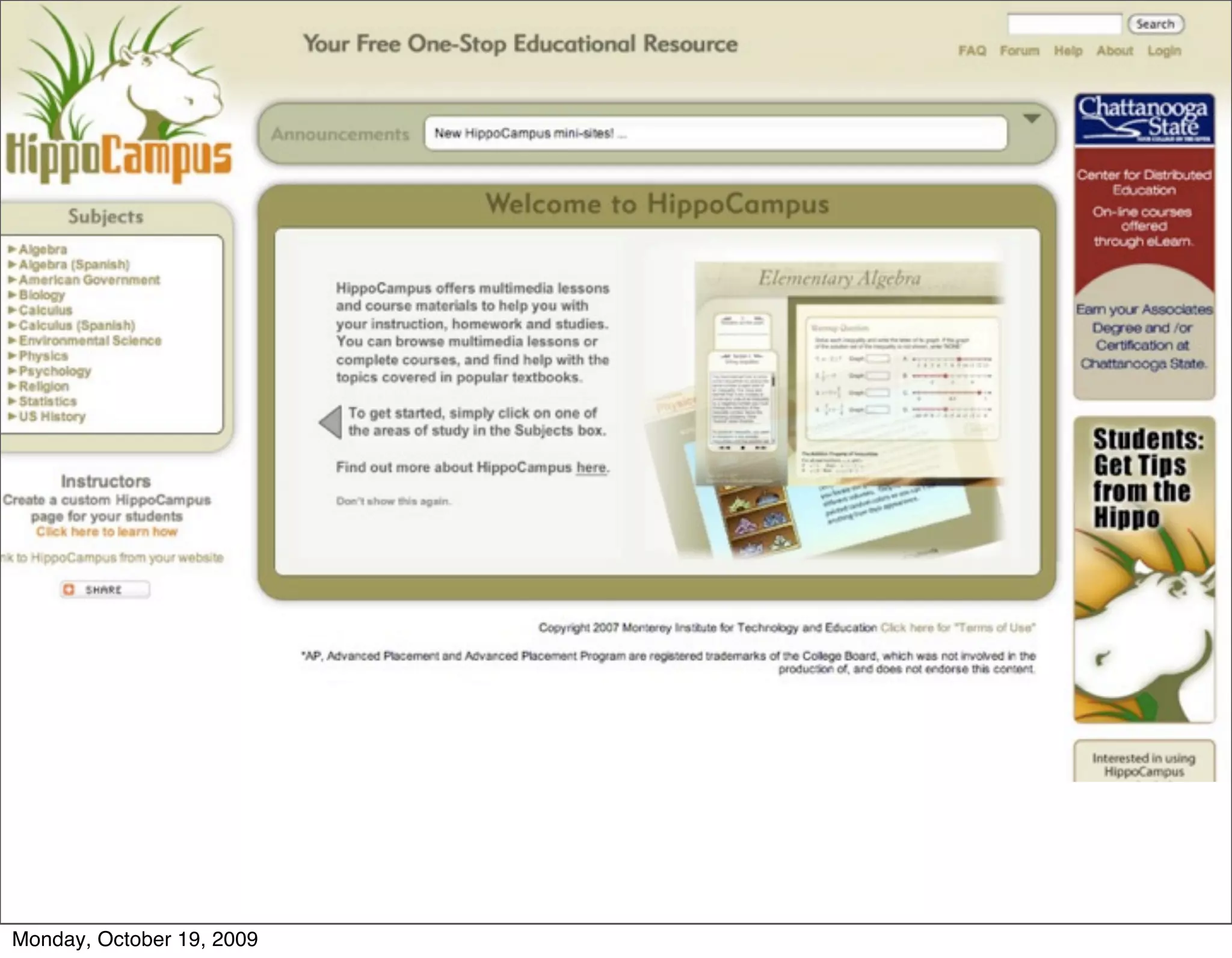 Monday, October 19, 2009
 