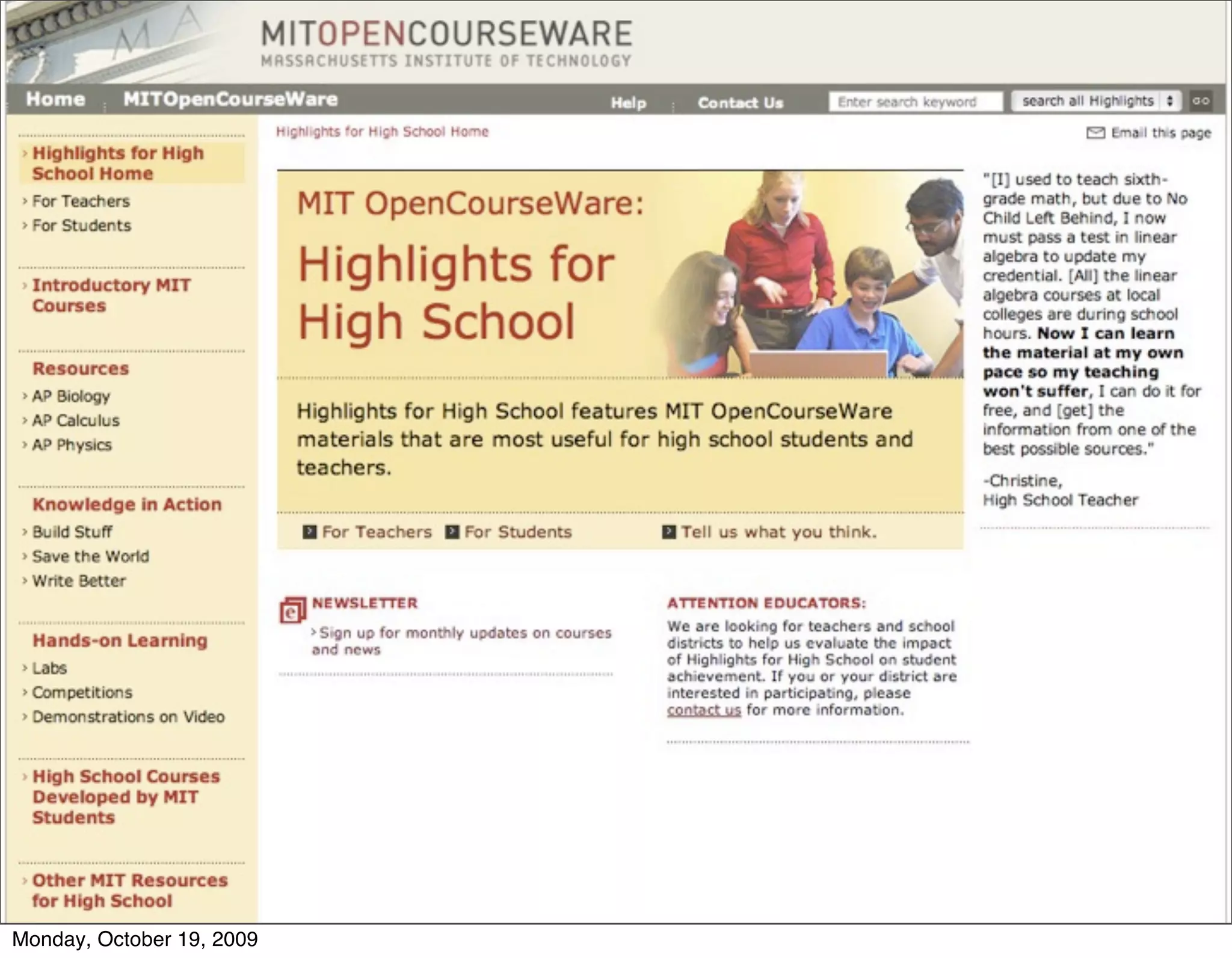 Monday, October 19, 2009
 