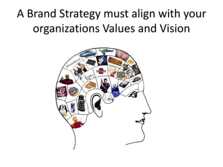 A Brand Strategy must align with your
organizations Values and Vision
 