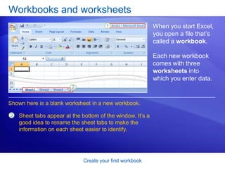 Insert and delete columns and rows.Lesson 1Meet the workbook