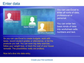 Create your first workbookTest 1, question 2The Name Box shows the contents of the active cell. (Pick one answer.)True.False. 