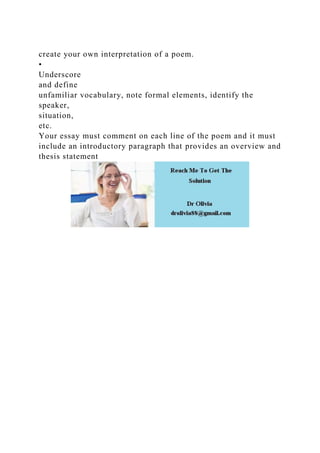 Own Interpretation Example create your own interpretation of a poem.• Underscore and defi.docx