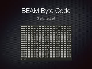 BEAM Byte Code
$ erlc test.erl
 