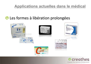 Applications actuelles dans le médical


Les formes à libération prolongées
 