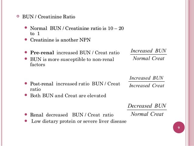 Bun Creatinine Ratio Chart