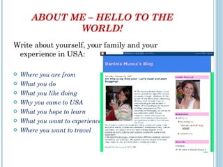 Creating a Blog - Activity for ESL students | PPT