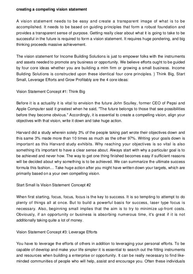 personal vision statement samples
