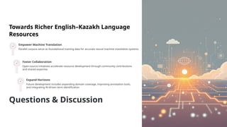 Developing an English–Kazakh Parallel Corpus for NLP and Machine ...