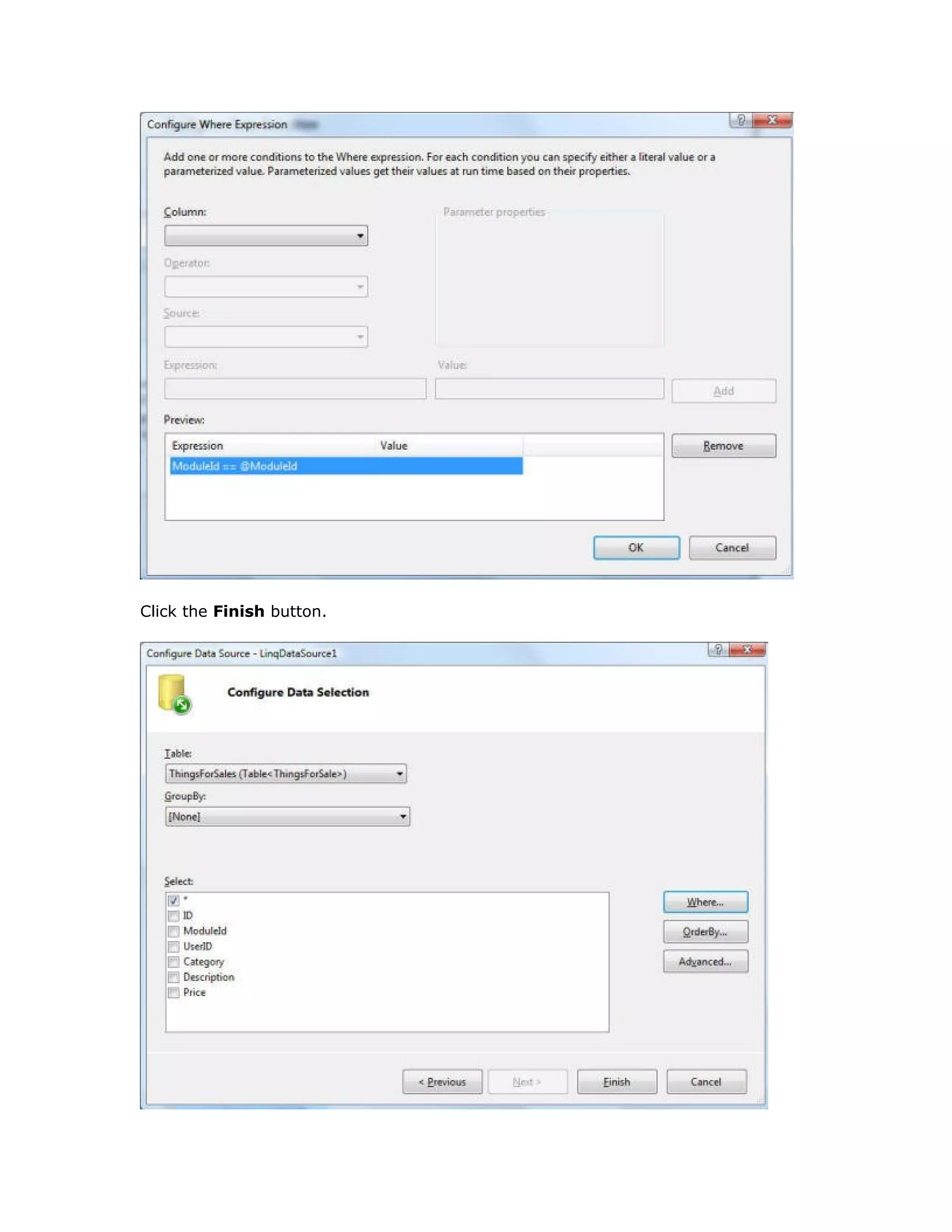 Click the Finish button.
 