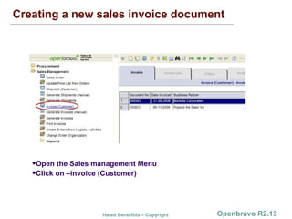 Creating a new sales invoice document ,[object Object],[object Object]