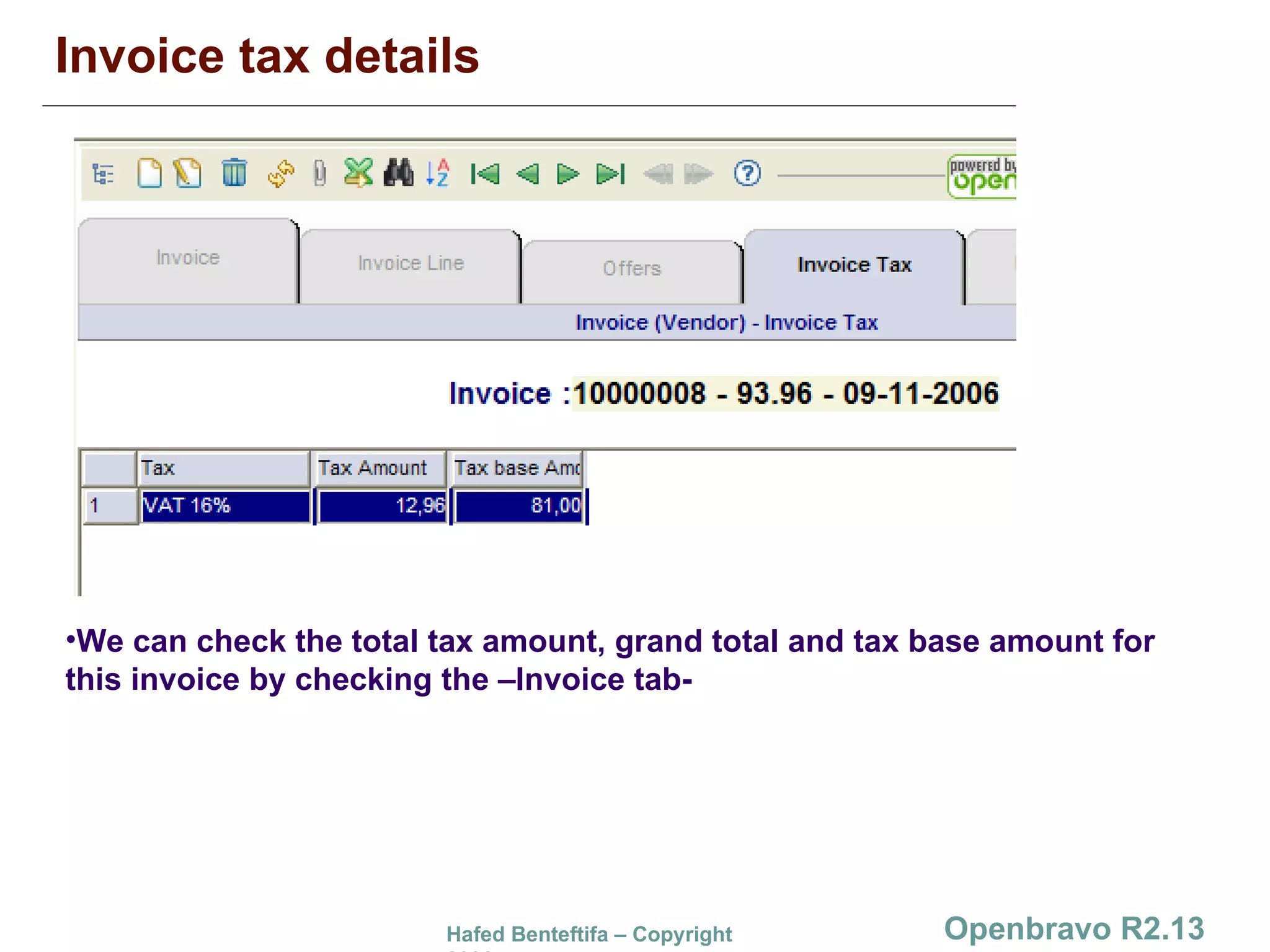 Creating a new invoice (Vendor) in Openbravo R2.13
