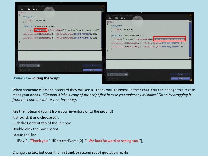 Second life how to write notecards image