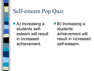 Self-esteem Pop Quiz ,[object Object],[object Object]