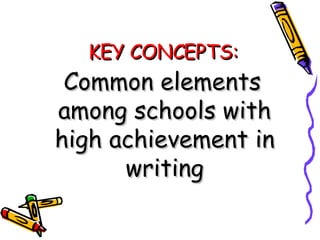 KEY CONCEPTS: Common elements among schools with high achievement in writing 