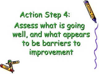 Action Step 4: Assess what is going well, and what appears to be barriers to improvement 