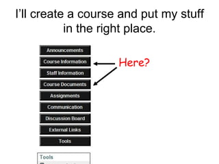 I’ll create a course and put my stuff in the right place. Here? 