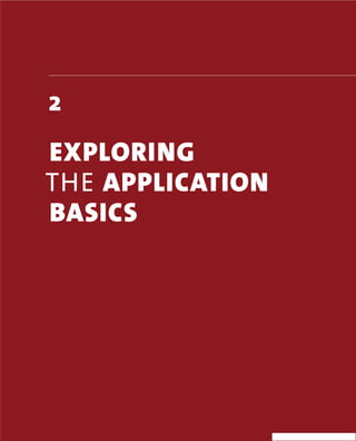 2
EXPLORING
THE APPLICATION
BASICS
 