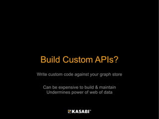 Build Custom APIs? Write custom code against your graph store Can be expensive to build & maintain Undermines power of web...