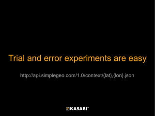 http://api.simplegeo.com/1.0/context/{lat},{lon}.json Trial and error experiments are easy 