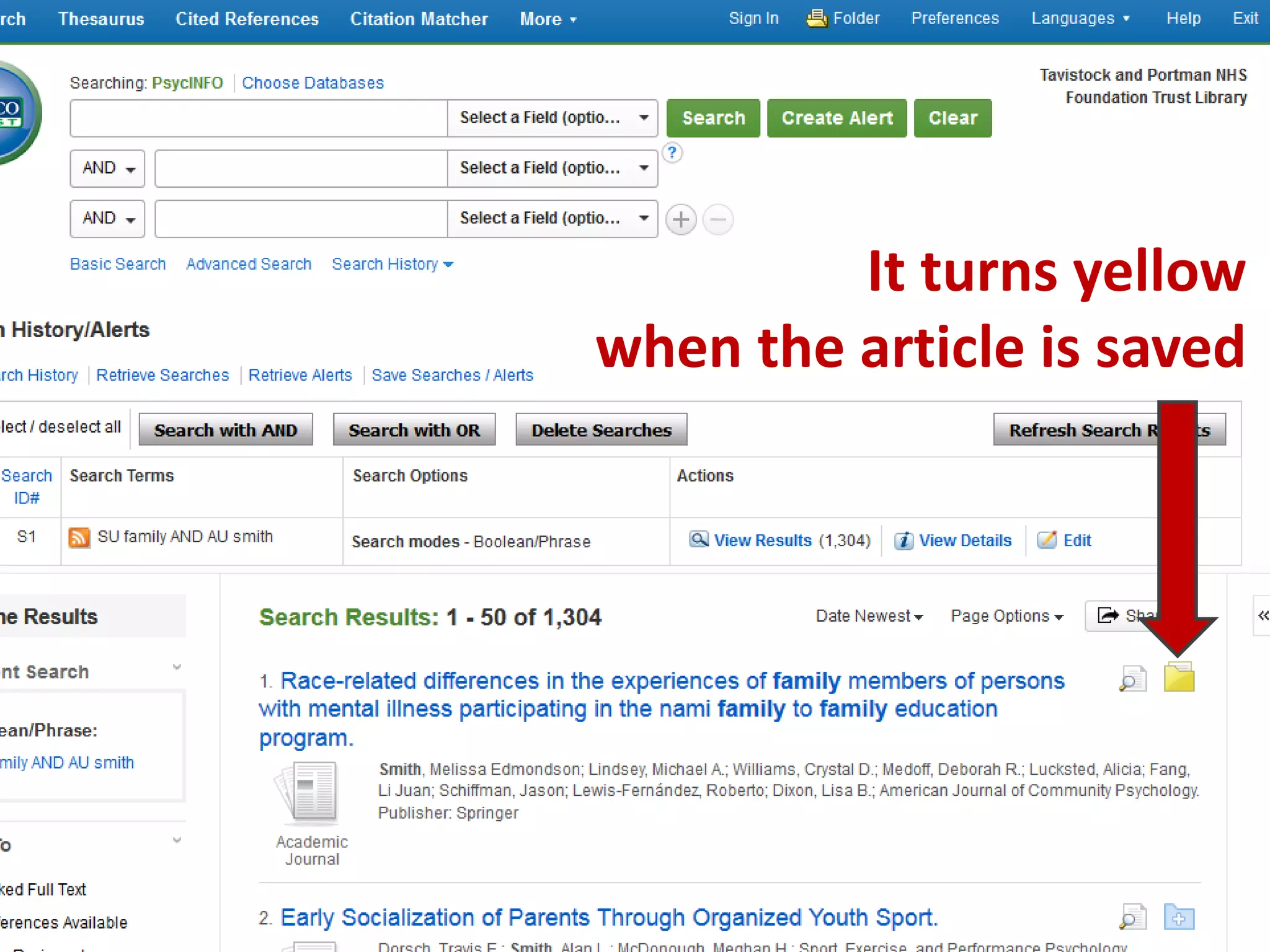 It turns yellow
when the article is saved