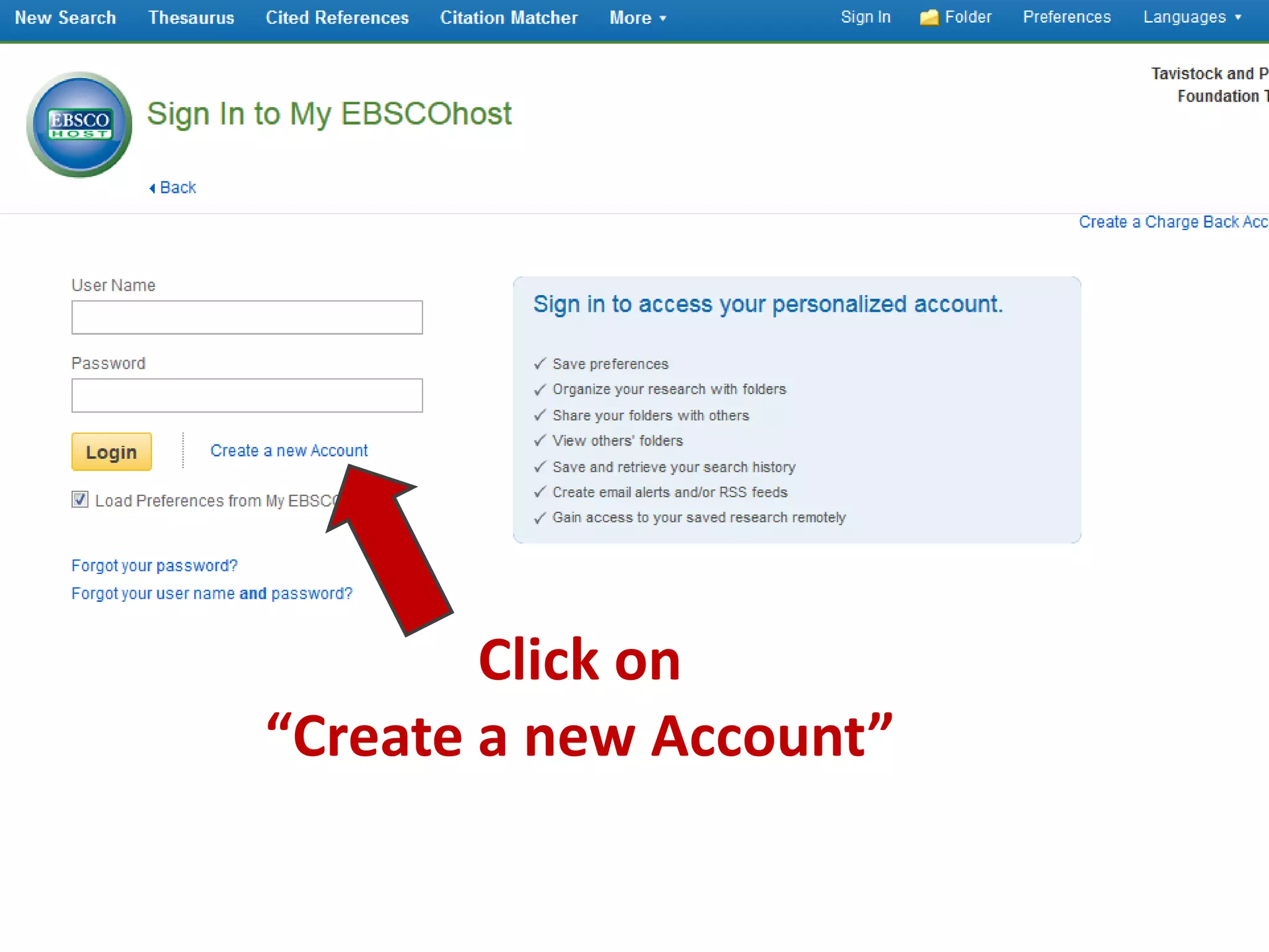 Click on
“Create a new Account”