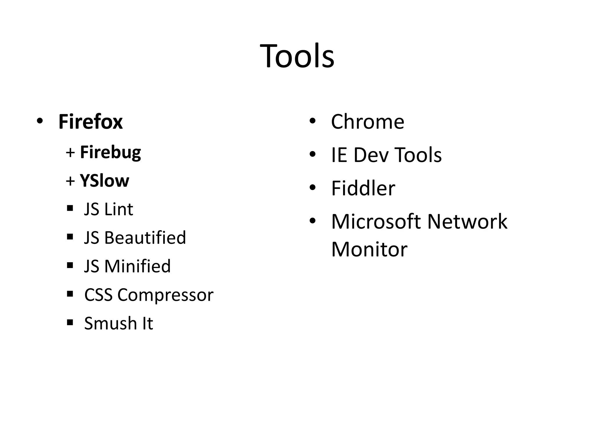 ToolsFirefox+ Firebug+ YSlowJS Lint