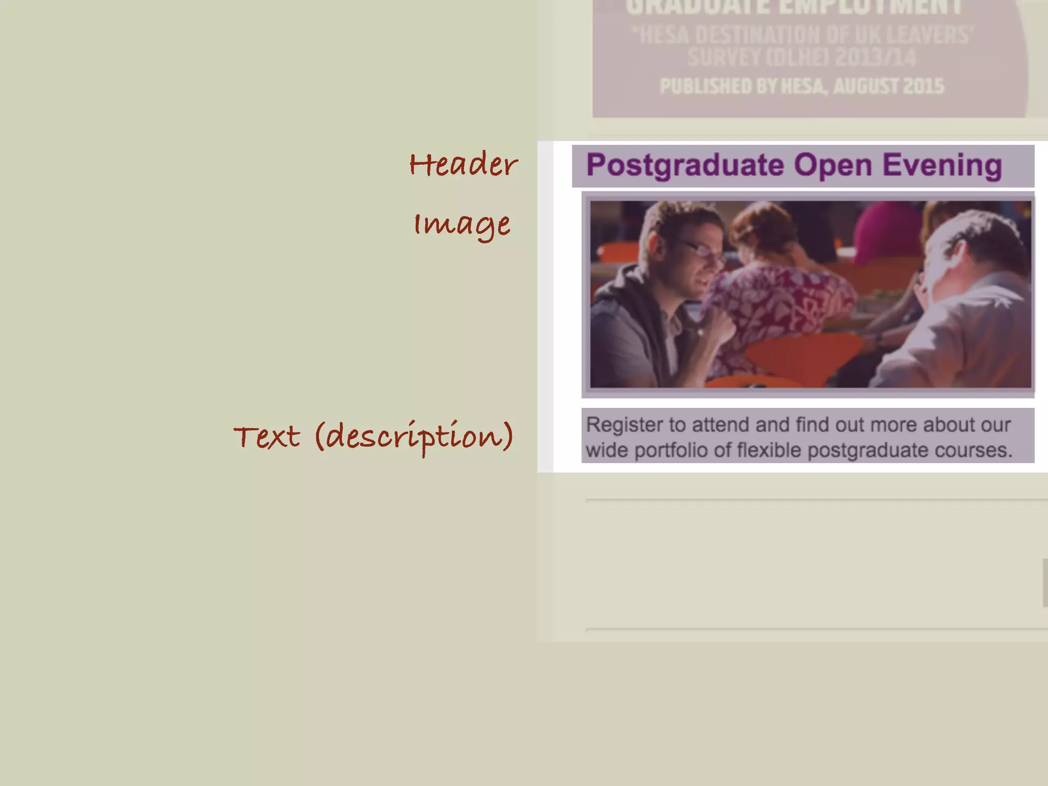 Header
Image
Text (description)
 