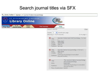 Search journal titles via SFX 