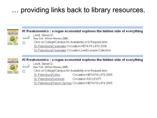 …  providing links back to library resources. 
