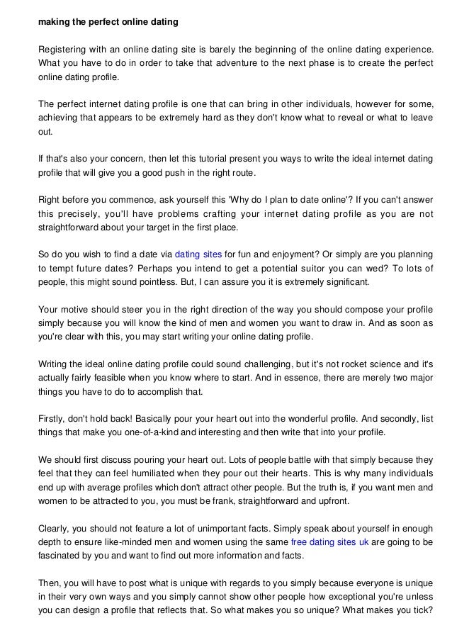 Building The Ideal Internet Dating Profile