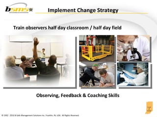 Implement Change Strategy Train observers half day classroom / half day field  Observing, Feedback & Coaching Skills 