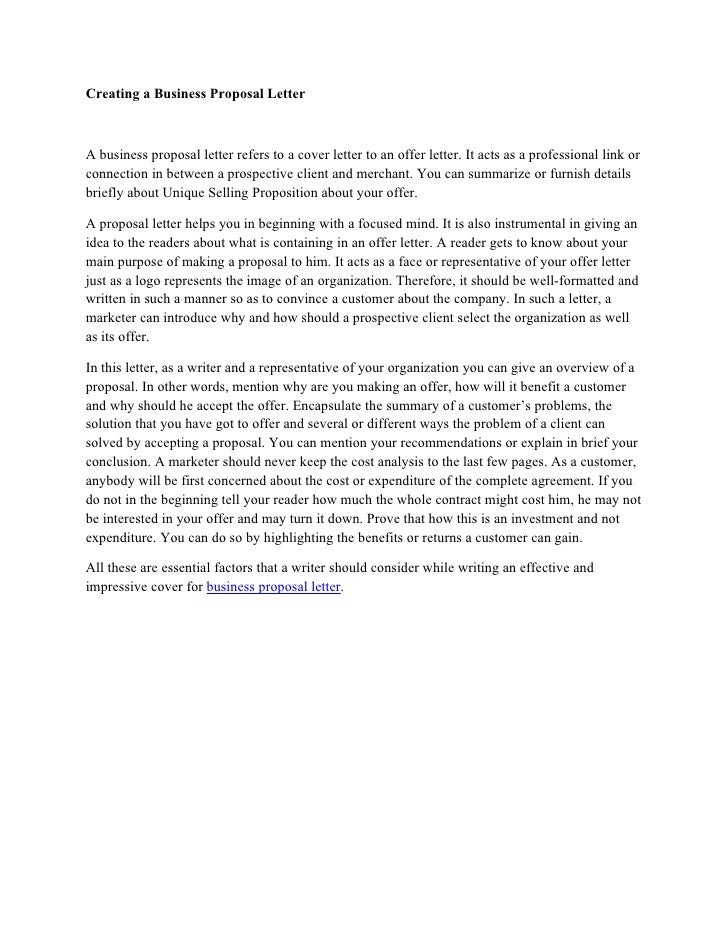business proposal letter