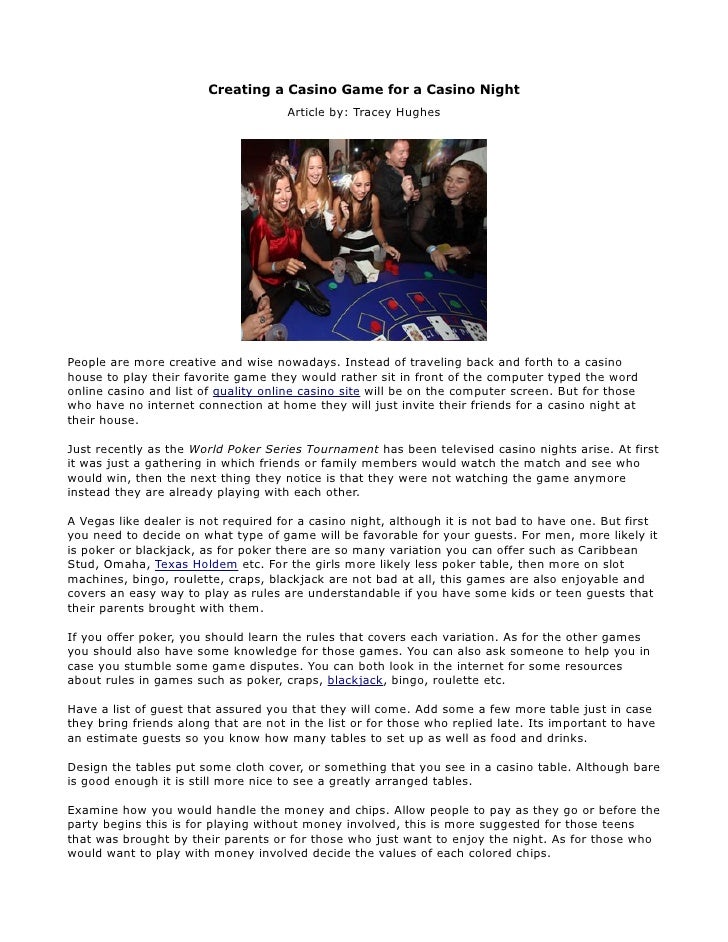 Casino night at home party